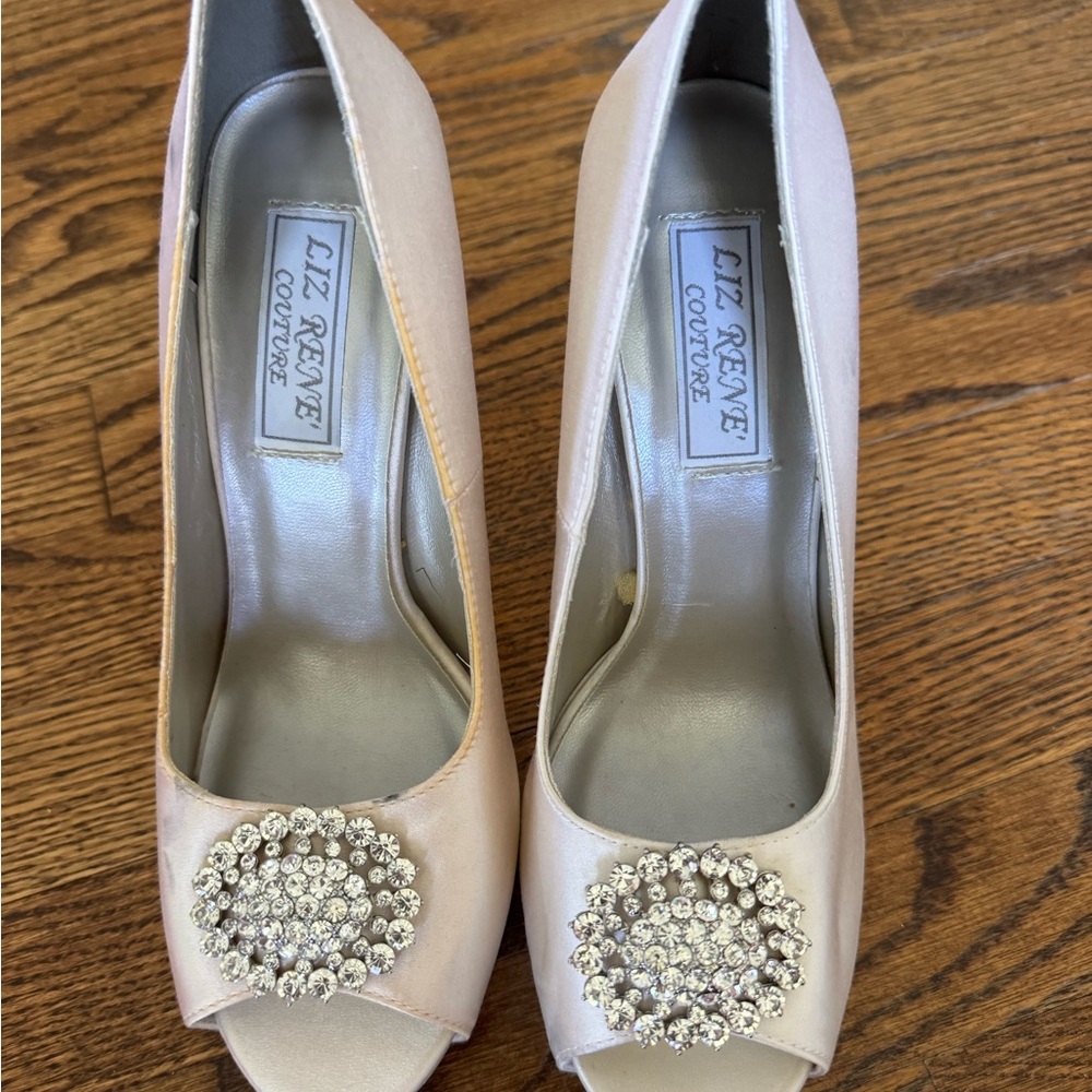 Women's Cream Peep Toe Heels